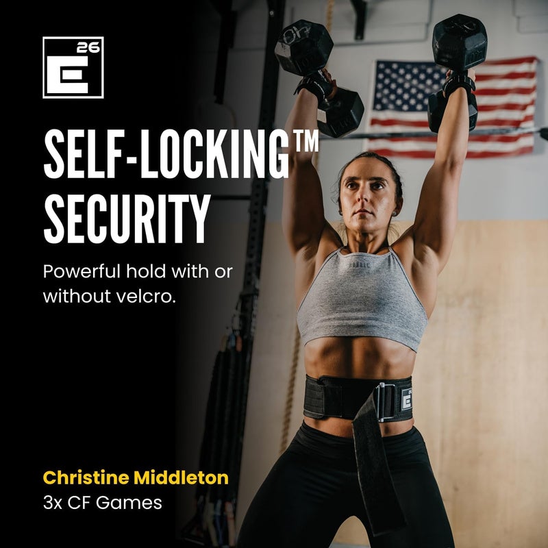 Element 26 Self-Locking Weight Lifting Belt - Premium Weightlifting Belt for Serious Functional Fitness, Power Lifting, and Olympic Lifting Athletes (26" - 30", Around Navel, Small, Black) - Image 4
